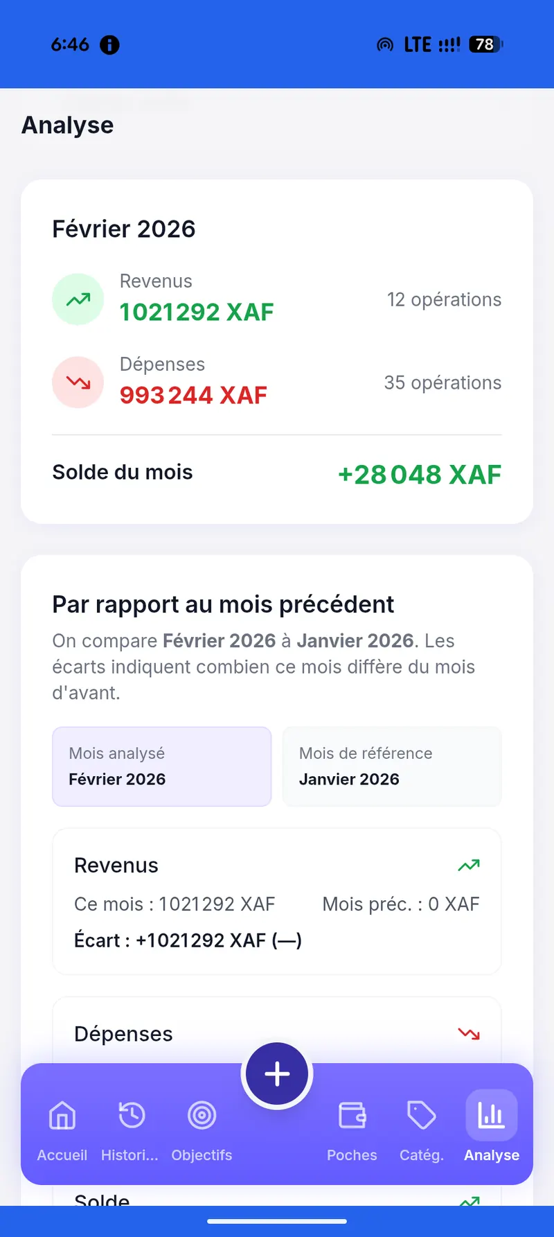 MES POCHES — liste des transactions